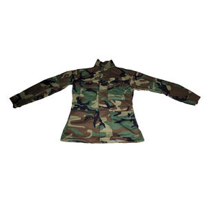 Vintage Military Mens Size Small Shirt Green Camo Cargo Army Short Military